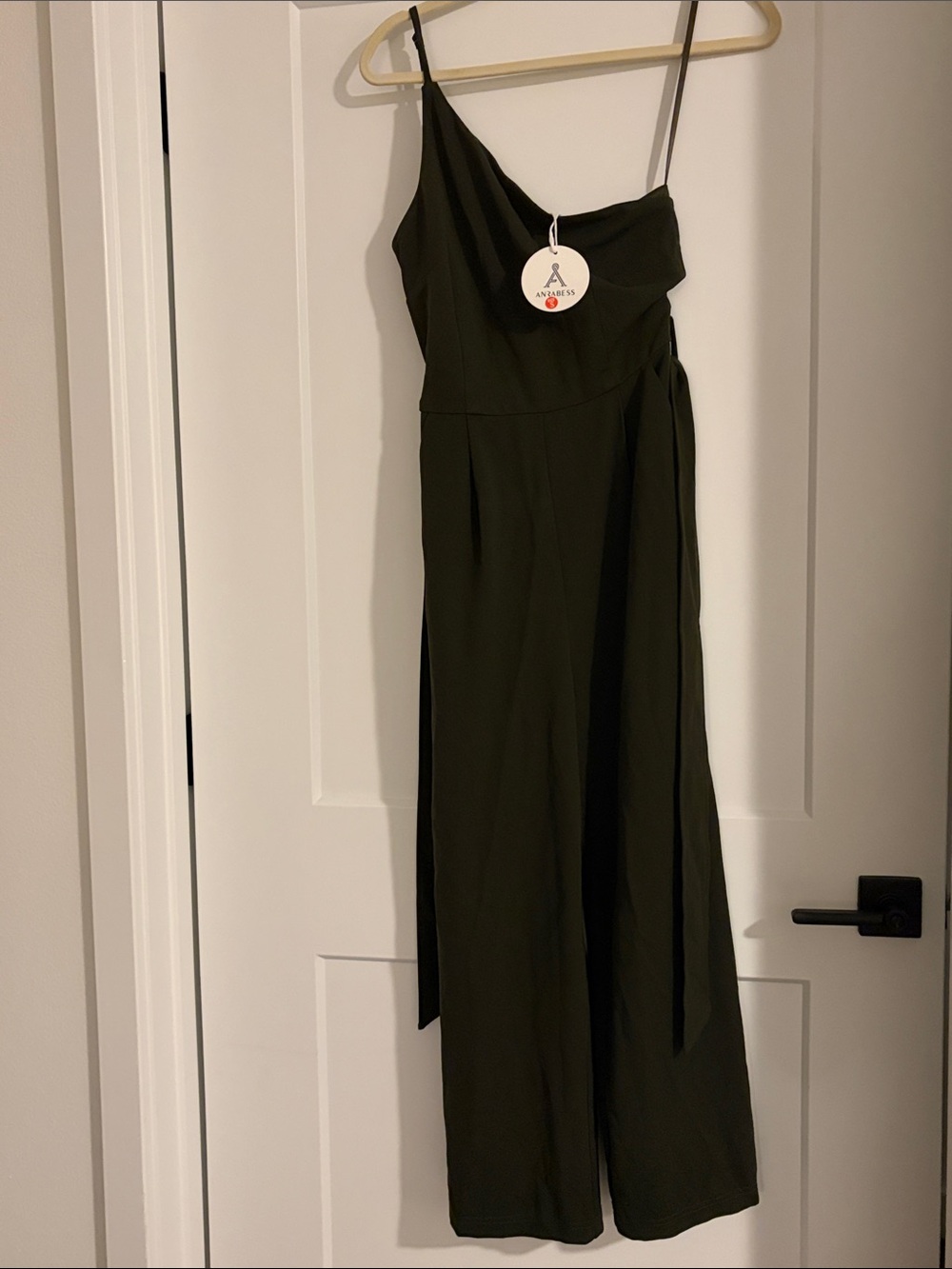 NWT Asymmetric Olive Green Jumpsuit with Side Tie